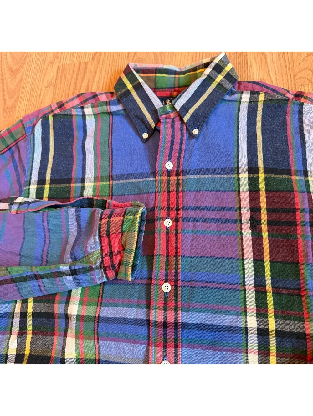 Ralph Lauren Colorful Plaid Flannel Button Up Size Large